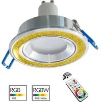 Faretto incasso 7cm moderno tondo brillantini oro luce LED RGB GU10 cromoterapia LUCE RGBW + 3000K