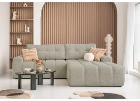 Divano angolare componibile marrone chiaro allungabile/con contenitore (con penisola a destra) Lulu – Miuform