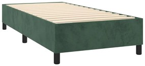 Letto a molle con materasso e led verde scuro 100x200cm velluto