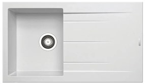 Lavello integrato 1 vasca con gocciolatoio laterale destro o sinistro DELINIA Alazia granito L 50 x L 86 cm bianco