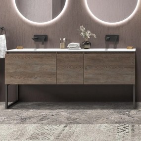 Mobile bagno a terra 175 cm doppio lavabo 2 cassetti e anta SP-175SS - KAMALU