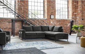 Divano letto angolare in velluto grigio scuro (angolo destro) Lofty Lilly - Miuform