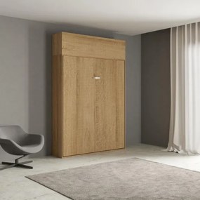 Letto a scomparsa con pensile Quercia matrimoniale 160 cm KENTARO