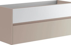 Mobile da bagno sospeso sotto lavabo Niwa 2 cassetti ideale per doppia vasca L119.5 x H50 x P45.5cm sabbia e bianco cannettato