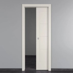 Porta interna scorrevole Bent in legno colore bianco, L 80 x H 210 cm, apertura reversibile