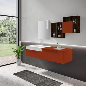 Mobile sottolavabo e lavabo Ginevra per vasca a sinistra rosso siena L 170 x H 36 x P 51 cm