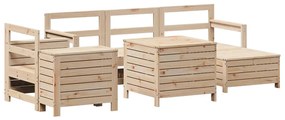 Set divani da giardino 7 pz in legno massello di pino