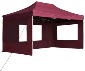 Gazebo Professionale Pieghevole Alluminio Pareti 4,5x3m Rosso