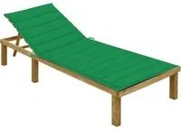 Lettino da Giardino con Cuscino Verde Legno Pino Impregnato cod mxl 24045