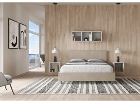Letto contenitore da 160x190 in microfibra sabbia Adele