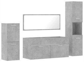 Set mobili da bagno 4 pz grigio cemento in legno multistrato