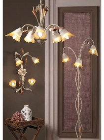 Lampadario Neoclassico Lampadario Lucrezia bianco 3x E14 bianco paralume bianco 3x E14