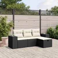 Set Divani da Giardino 4 pz con Cuscini Nero in Polyrattan 3264372