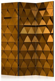 Paravento Armatura d'oro (3-parti) - modello geometrico in triangoli brillanti