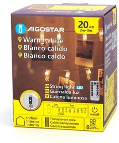 Aigostar - Catena luminosa decorativa LED 20 LED/5W/USB, 6 m, luce bianca calda