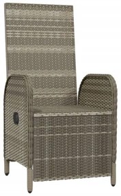 Sedie Reclinabili da Esterno con Cuscini 2 pz Polyrattan Grigie