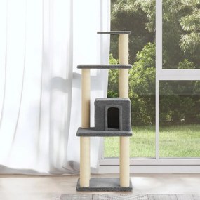 Albero per gatti con tiragraffi in sisal grigio chiaro 105 cm