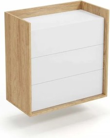 Comò modulare Mobius S3 in rovere naturale/bianco - H83