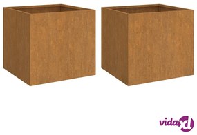 vidaXL Fioriere 2 pz 32x30x29 cm Acciaio Corten