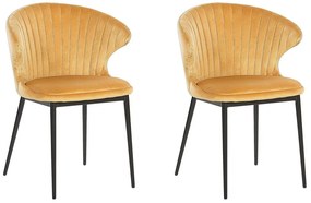 Set di 2 sedie velluto giallo AUGUSTA Beliani
