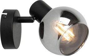 Faretto da soffitto intelligente nero con vetro fumé incl. Wi-Fi P45 - Vidro