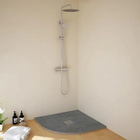 Piatto doccia SANYCCES in resina STRATO Fosil Grey antracite L 90 x L 90 cm