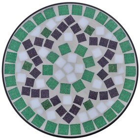 Tavolino per Piante con Mosaico Verde e Bianco