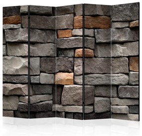 Paravento Fortezza di pietra II (5 pezzi) - composizione grigia con parete