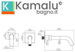 Kamalu - miscelatore lavabo da incasso in ottone con finitura gun metal | kam-l gun metal