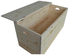 Cassapanca pouf contenitore in legno massello NATURALE cm 98