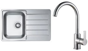 ALVEUS SET0026 - Lavello da cucina LINE + miscelatore per lavello TONIA 29,5 cm satinato/cromato