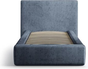 Letto singolo imbottito blu scuro con contenitore con rete inclusa 90x200 cm Amy – Micadoni