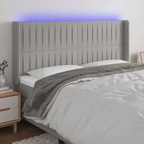 Testiera A Led Grigio Chiaro 203x16x118/128 Cm İn Tessuto /