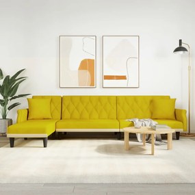 Divano Letto A L Giallo 271x140x70 Cm İn Velluto /
