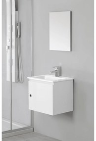 Mobile Bagno Sospeso 50 Cm Un'Anta e Specchio Su Pannello 100x60 Cm Feridras "Si 50" Bianco