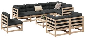 Set divani da giardino 9 pz in legno massello di pino