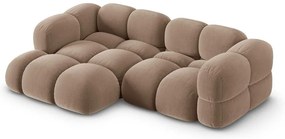 Divano angolare marrone (con penisola a sinistra/con chaise lounge) con rivestimento in velluto Loretto – Cosmopolitan Design