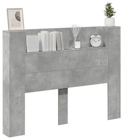 Testiera con contenitore a led grigio cemento 140x16,5x103,5 cm