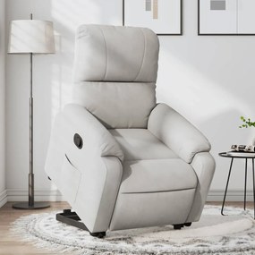 Poltrona Alzapersona Reclinabile Grigio Chiaro Microfibra /