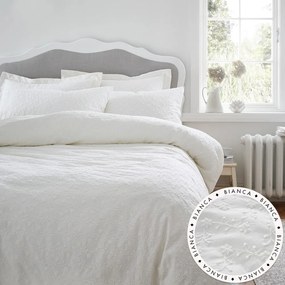 Biancheria da letto singola in cotone bianco 135x200 cm French Knot Jacquard - Bianca
