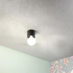 Plafoniera moderna alluminio Nero - BOW E27 lampadina a vista 12x9 cm