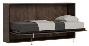 Letto a scomparsa singolo orizzontale Kando con materasso, Noce / Incluso