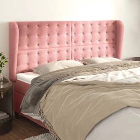 Testiera Ad Orecchio Rosa 203x23x118/128 Cm İn Velluto /