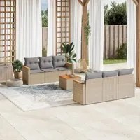 Set Divano da Giardino 7 pz con Cuscini Beige Misto Polyrattan 3225793