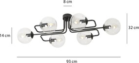 Lampadario da soffitto BRENDI 6 in acciaio e vetro 6xE14