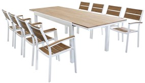 VIDUUS - set tavolo 160/240x95 struttura in alluminio bianco compreso di 8 sedute