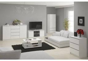 Cassettiera Credenza 140x40x77 Cm 6 Cassetti Artika Bianco Opaco