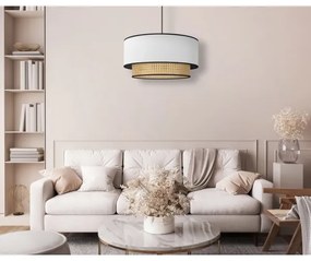 Duolla - Lampadario a sospensione con filo BOHO 1xE27/15W/230V diametro 45 cm bianco/rattan