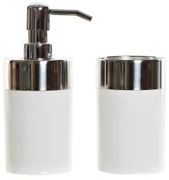 Set da Bagno DKD Home Decor Bianco Argentato Alluminio polistirene 6,6 x 6,6 x 16,2 cm