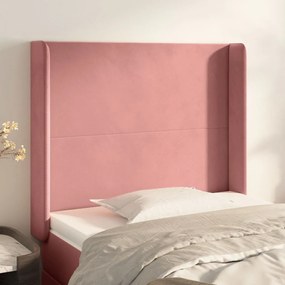 Testiera Ad Orecchio Nera 103x16x118/128 Cm İn Velluto /